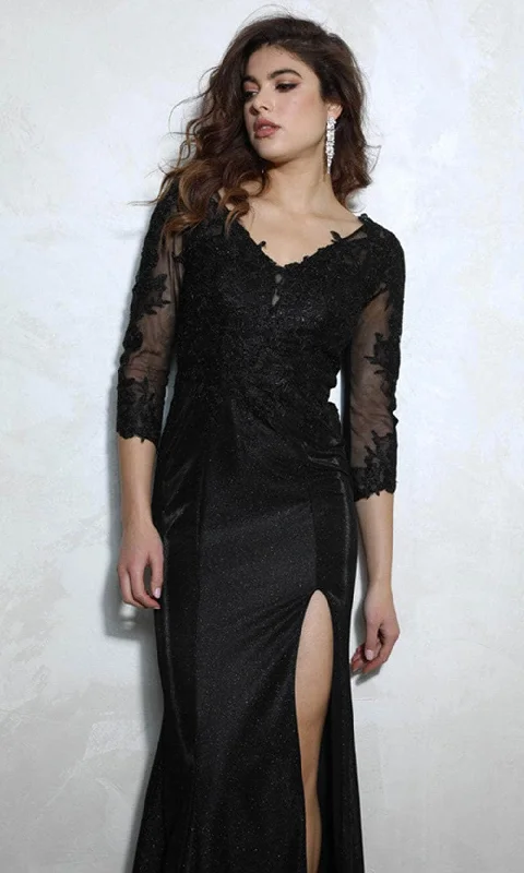 Eureka Fashion 9970 - Embroidered Quarter Sleeve Formal Gown