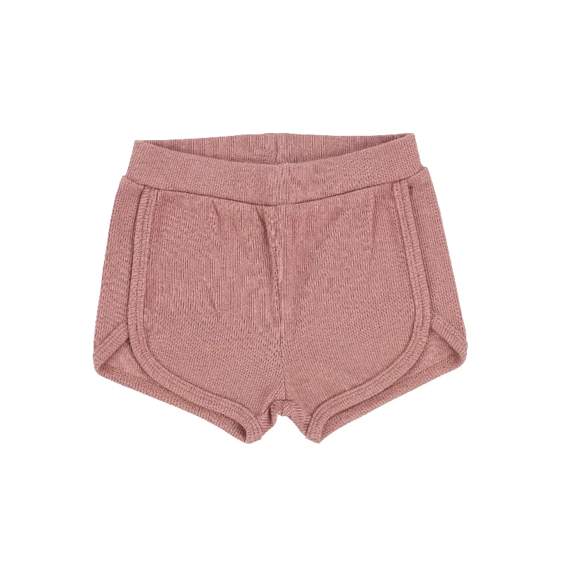 Lil Legs Ribbed Track Shorts - Mauve