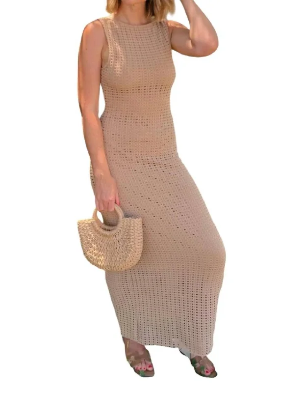 Suddenly Knit Sleeveless Maxi Dress In Taupe