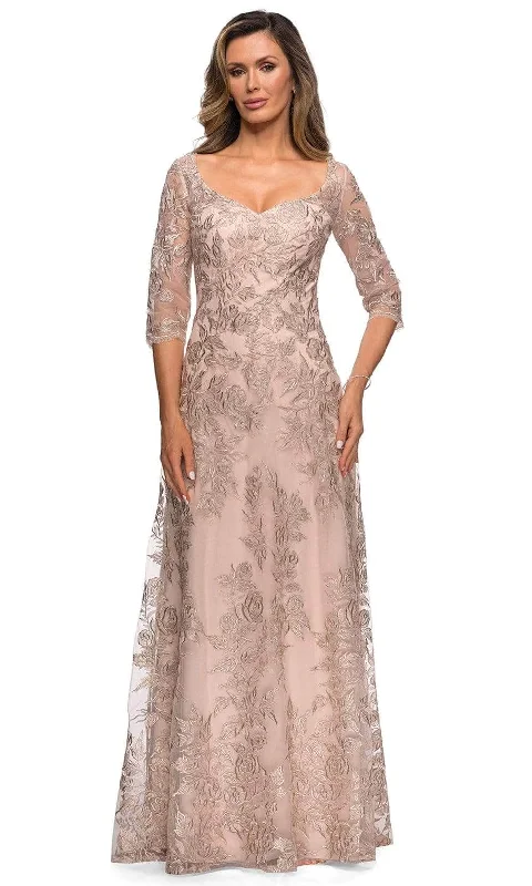 La Femme 28053SC - Illusion Sleeve Lace Formal Dress