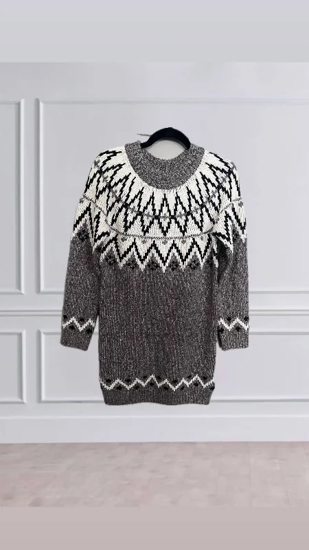 Fairisle Mini Dress In Grey