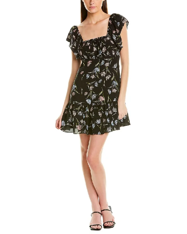 Nicole Miller Tossed Tulip Ruffle Silk-Blend Mini Dress