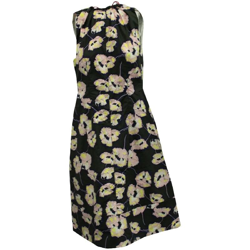 Marni Floral Print Midi Dress in Multicolor Cotton