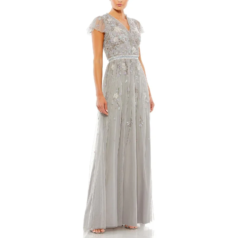 Womens Beaded Maxi Evening Dress