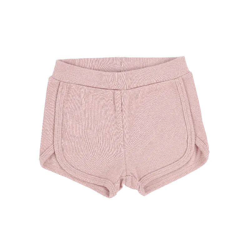 Lil Legs Ribbed Track Shorts - Petal Pink