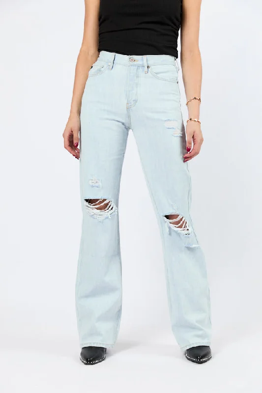 Karter Light Wash Wide Leg Distressed 90's Flare Jeans