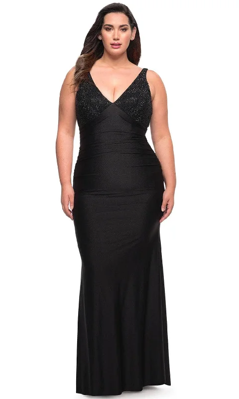 La Femme 29751 - Sleeveless V-Neck Column Dress