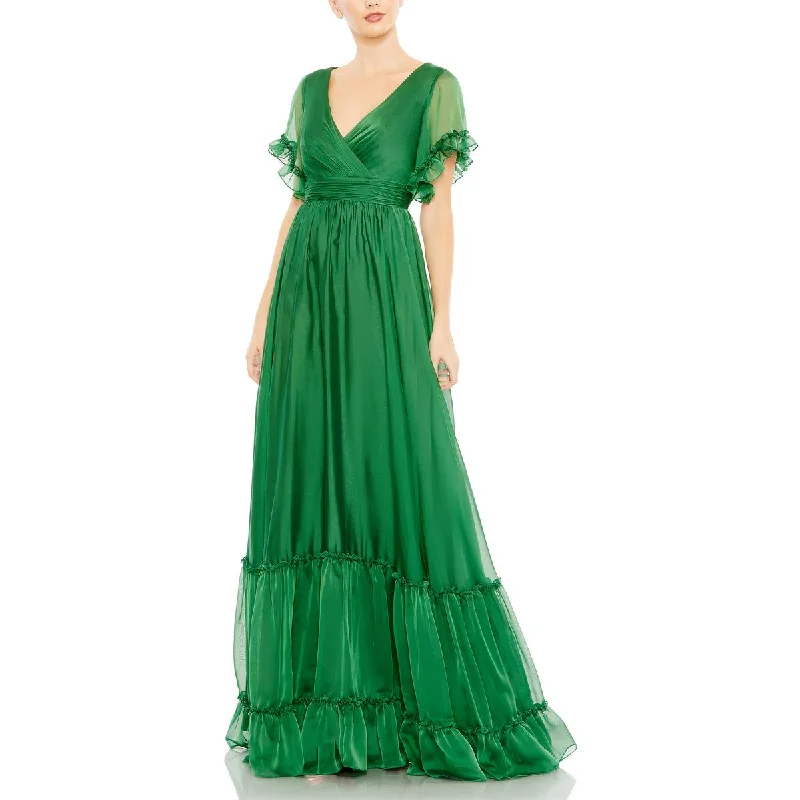 Womens Tiered Maxi Evening Dress