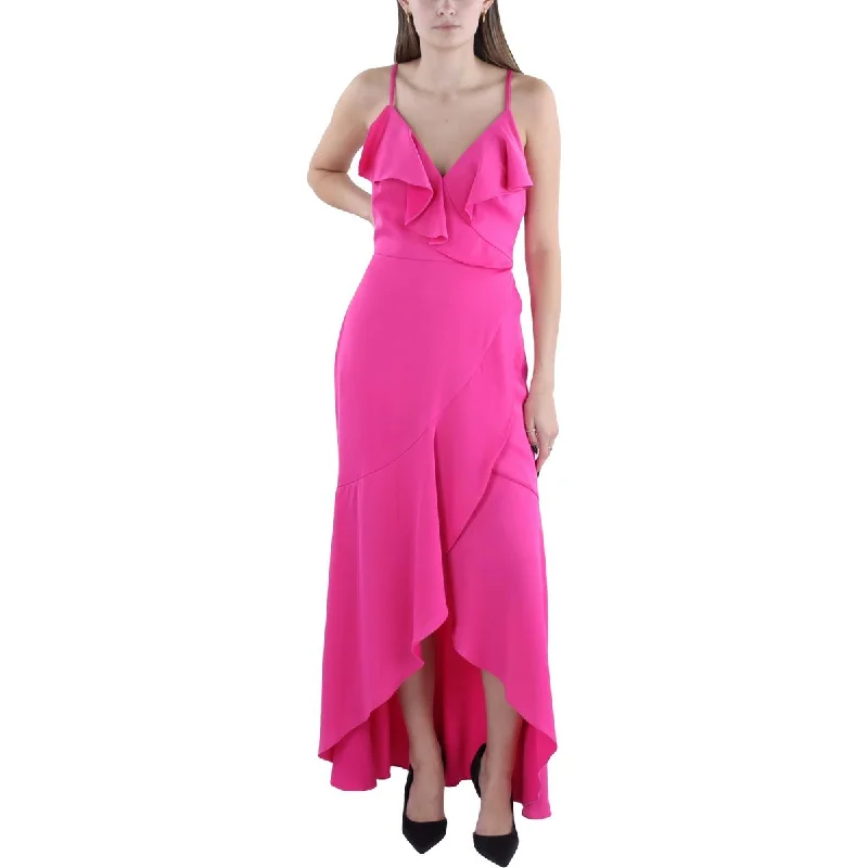 Womens Ruffled Long Evening Dress