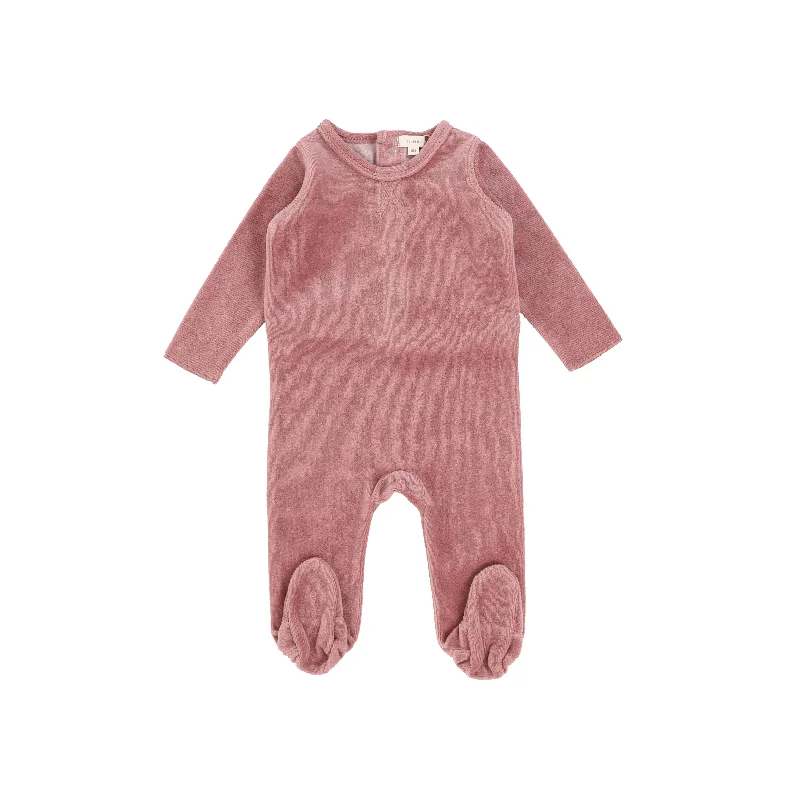 Lil Legs Classic Velour Footie - Pink