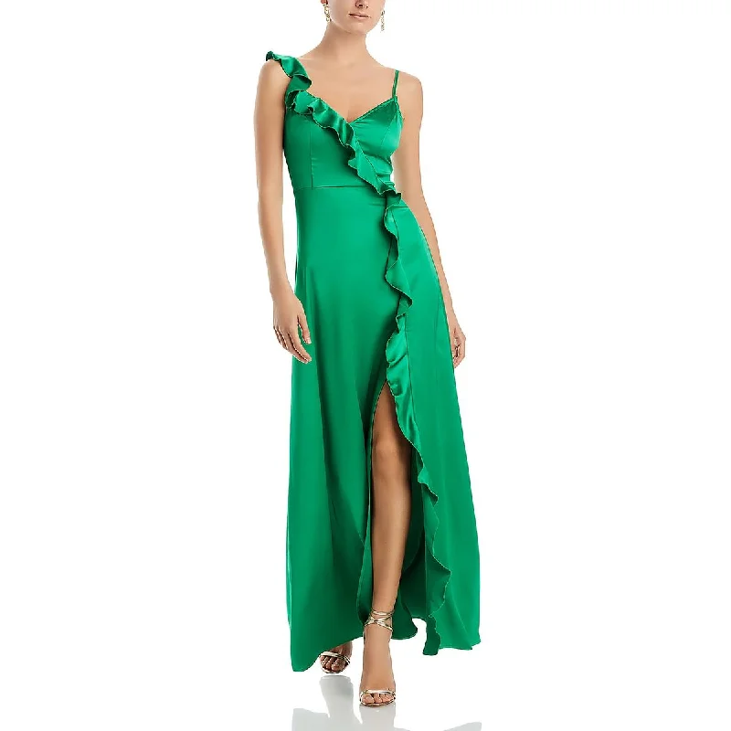 Tiwalayo Womens Satin Ruffled Evening Dress