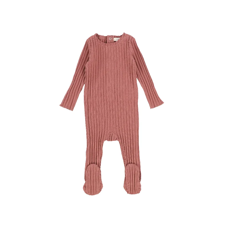 Lil Legs Wide Rib Footie - Mauve