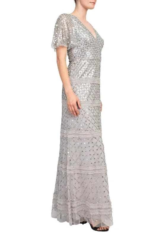 Aidan Mattox MD1E206559 - Short Sleeve Sequined Evening Dress