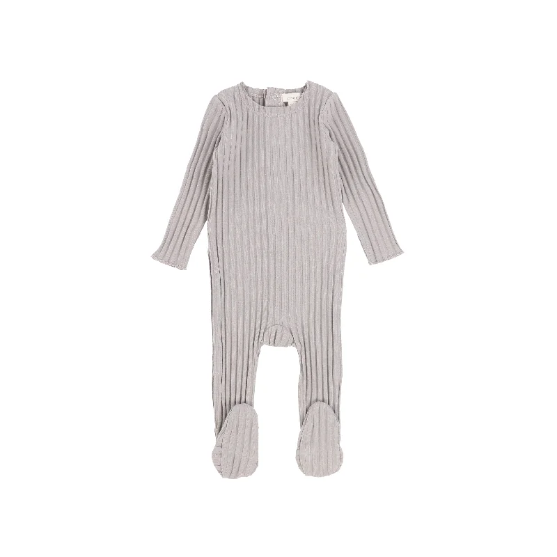 Lil Legs Wide Rib Footie - Dove Grey