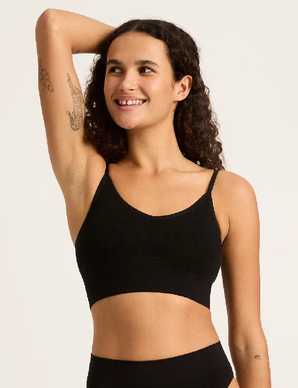 LYOLYTE Ribbed Low Back Bra - Black