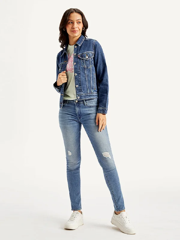 Women's Mid Rise 711 Blue Skinny Jeans