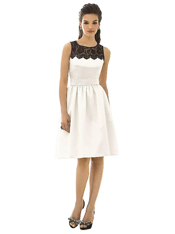 Lace Neck Midi Satin Sleeveless Dress