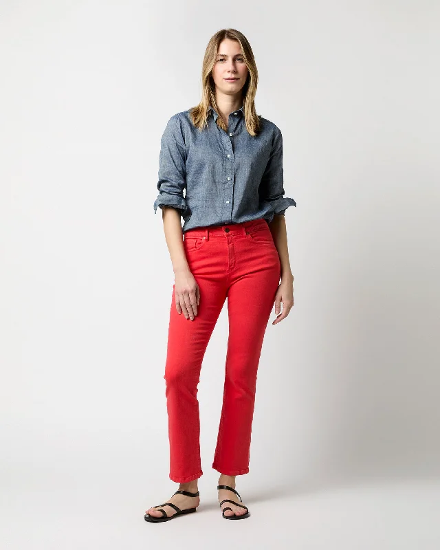 Flare Cropped 5-Pocket Jean in Tomato Stretch Denim