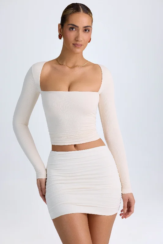 Modal Halterneck Ruched Top in Ivory