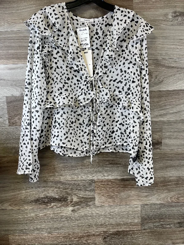 Black & White Top Long Sleeve Pleione, Size M