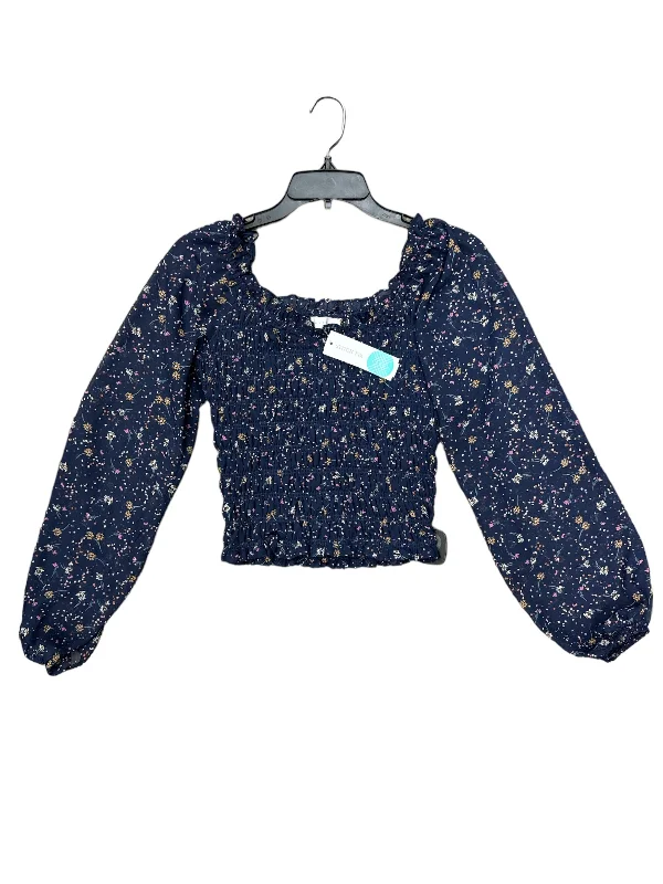 Navy Top Long Sleeve Lush, Size Xs