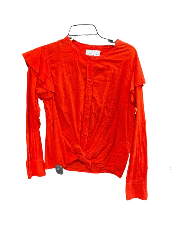 Orange Top Long Sleeve Current Elliott, Size S