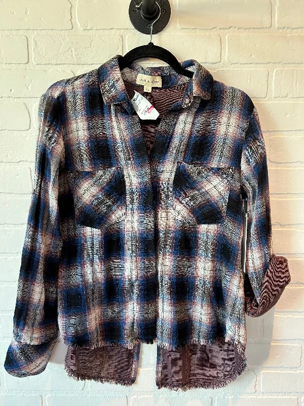 Plaid Pattern Top Long Sleeve Cloth & Stone, Size Xs